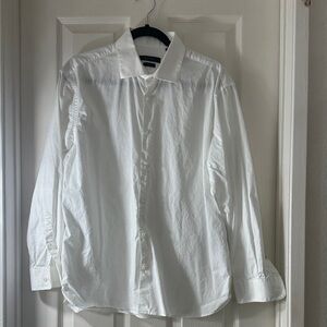 John Varvatos White Men's Dress Shirt - Classic Button-Front